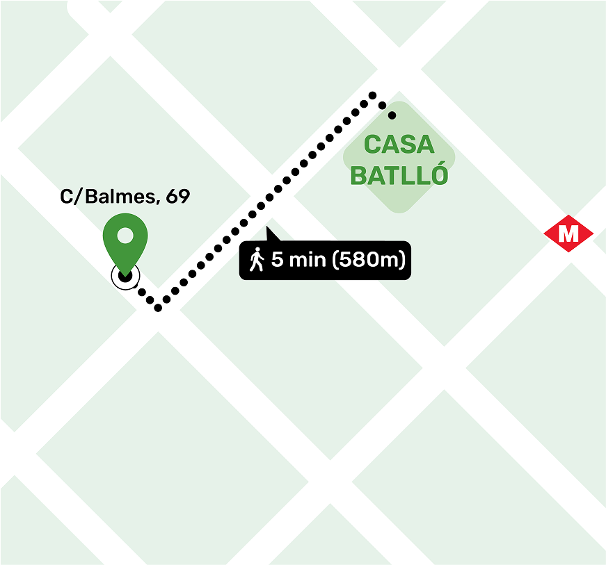 Mapa de ubicación del local de consignas en Rambla Catalunya, Barcelona mostrando la dirección y lugares cercanos