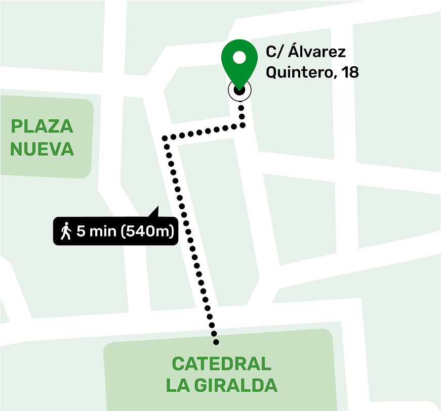 Mapa de ubicación del local de consignas en Catedral - La Giralda, Sevilla mostrando la dirección y lugares cercanos