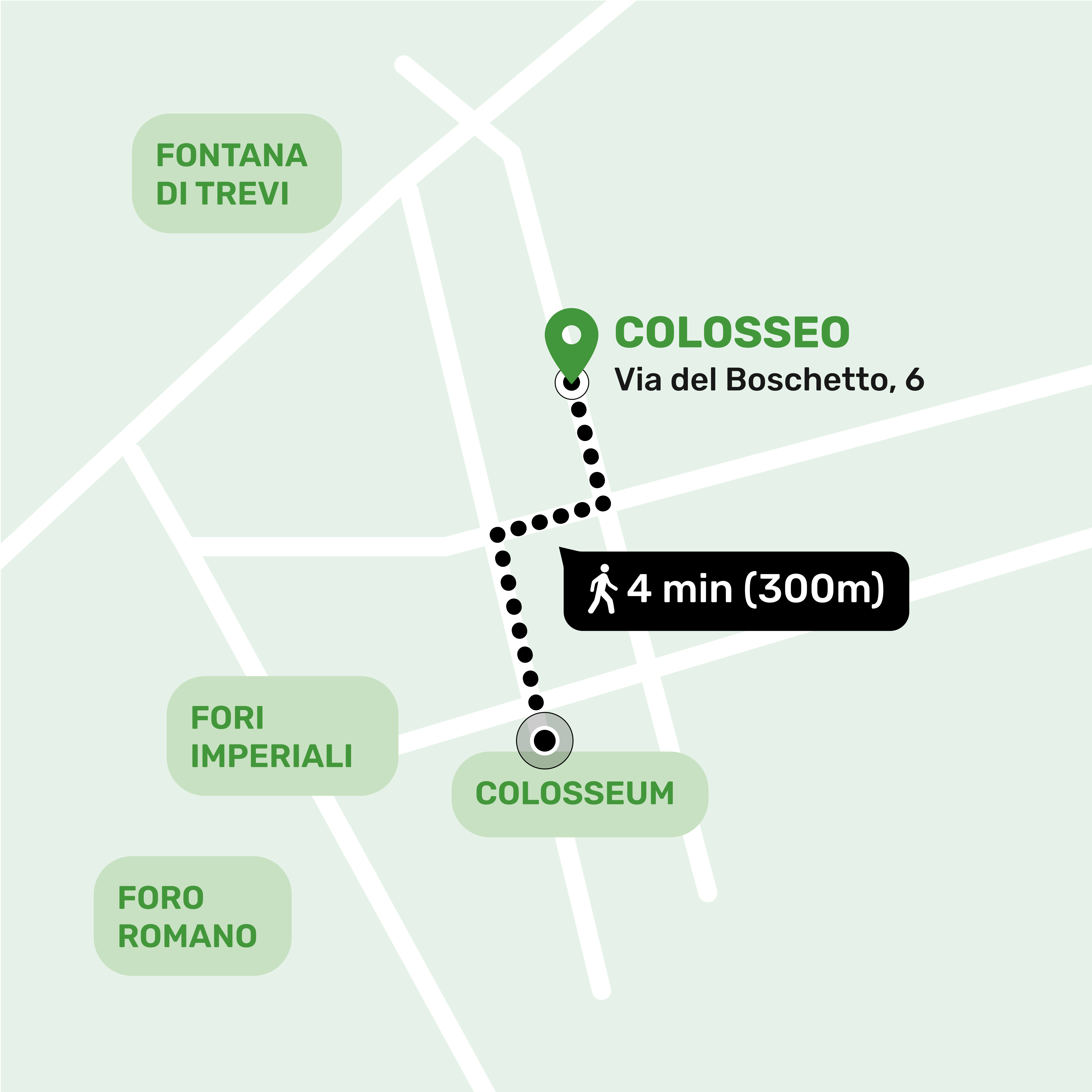 Mapa de ubicación del local de consignas en Monti, Roma mostrando la dirección y lugares cercanos