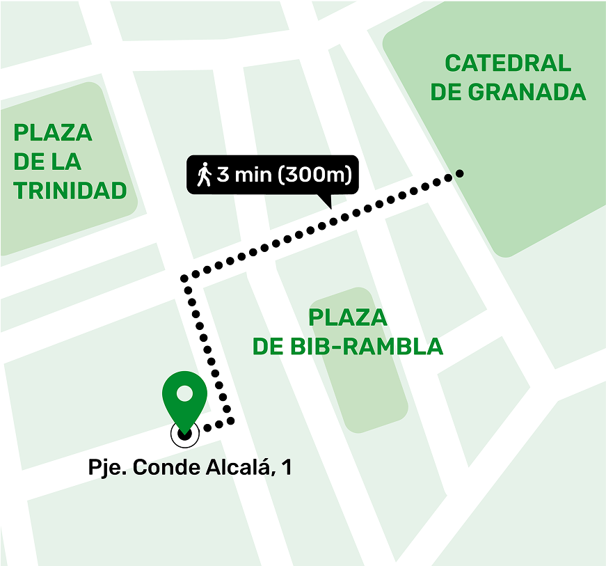 Mappa di localizzazione del deposito bagagli a Centro - Sagrario, Granada che mostra l'indirizzo e i luoghi nelle vicinanze