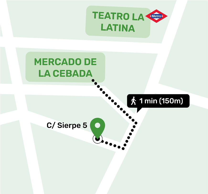 Mapa de ubicación del local de consignas en La Latina, Madrid mostrando la dirección y lugares cercanos