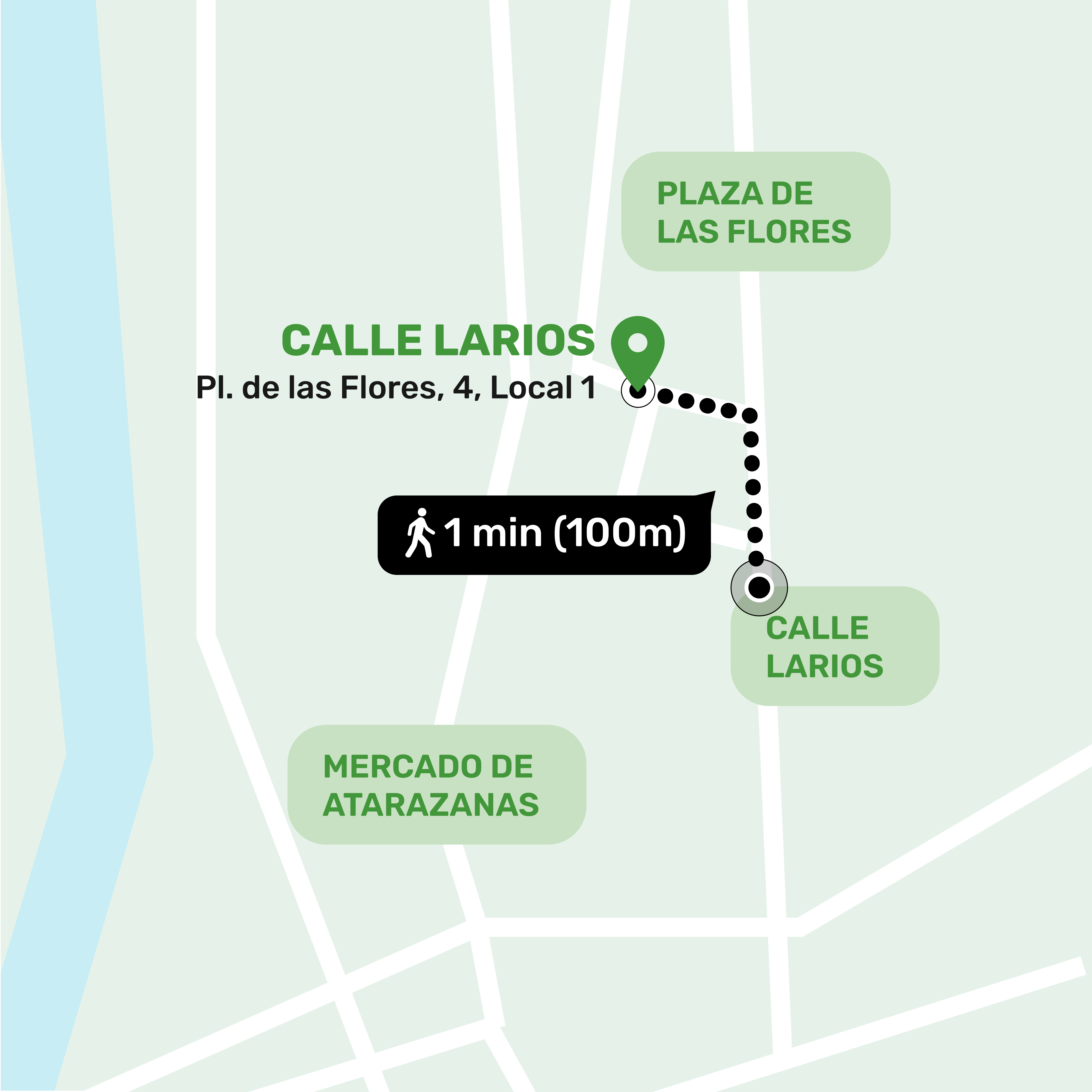 Mapa de ubicación del local de consignas en Calle Larios, Málaga mostrando la dirección y lugares cercanos