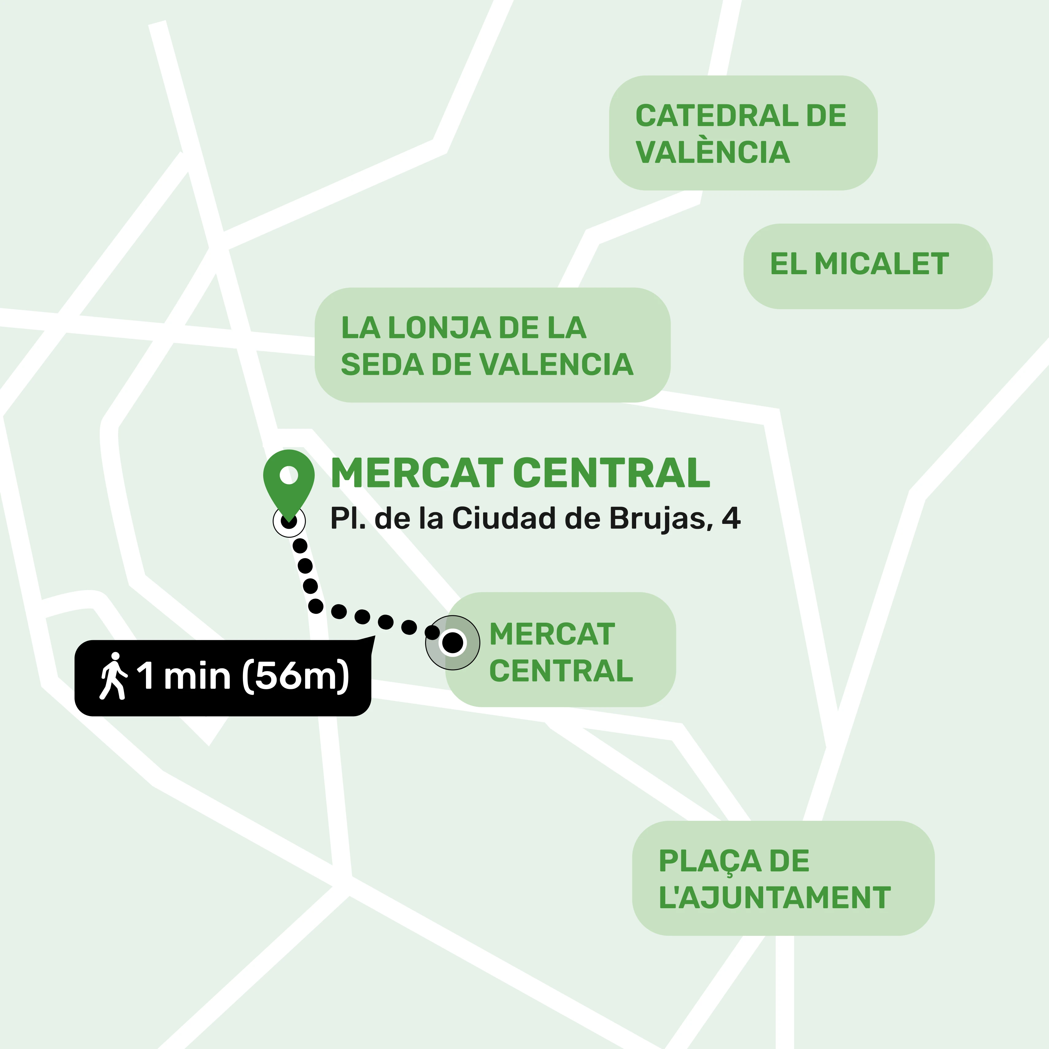 Map showing the location of the storage facility in Mercat Central, Valencia with address and nearby places
