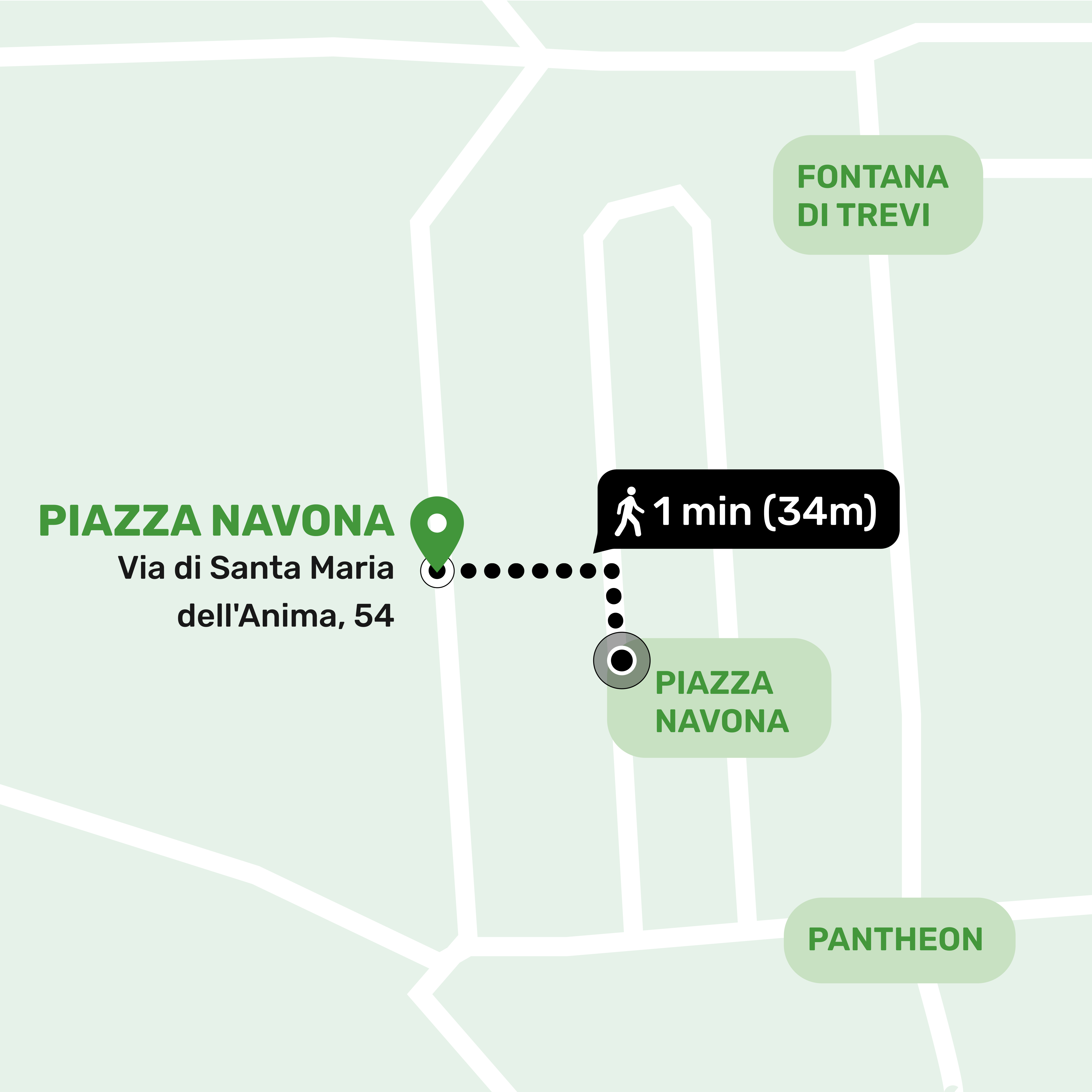 Mapa de ubicación del local de consignas en Parione, Roma mostrando la dirección y lugares cercanos