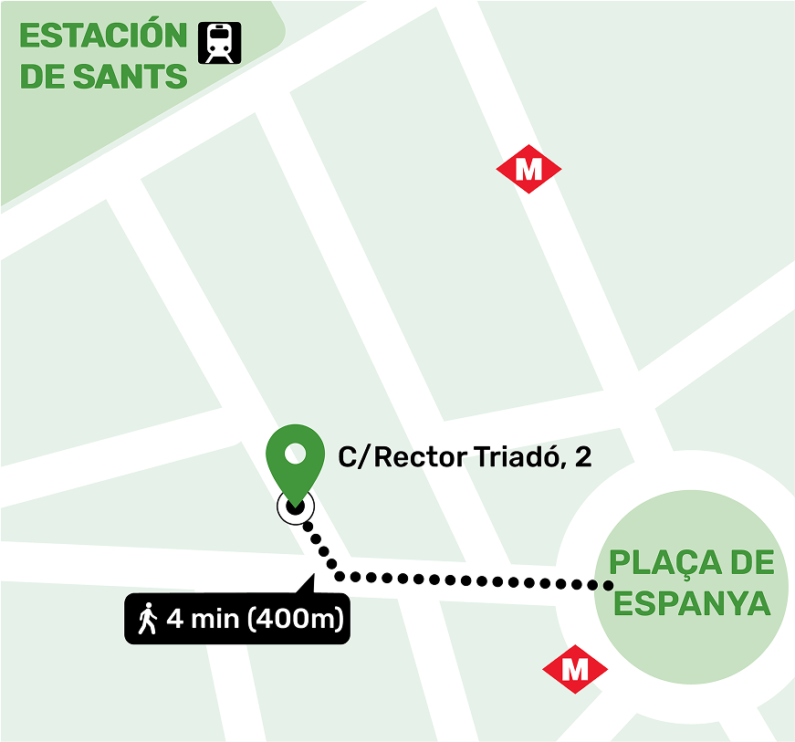 Mapa de ubicación del local de consignas en Plaça d’Espanya - Sants, Barcelona mostrando la dirección y lugares cercanos