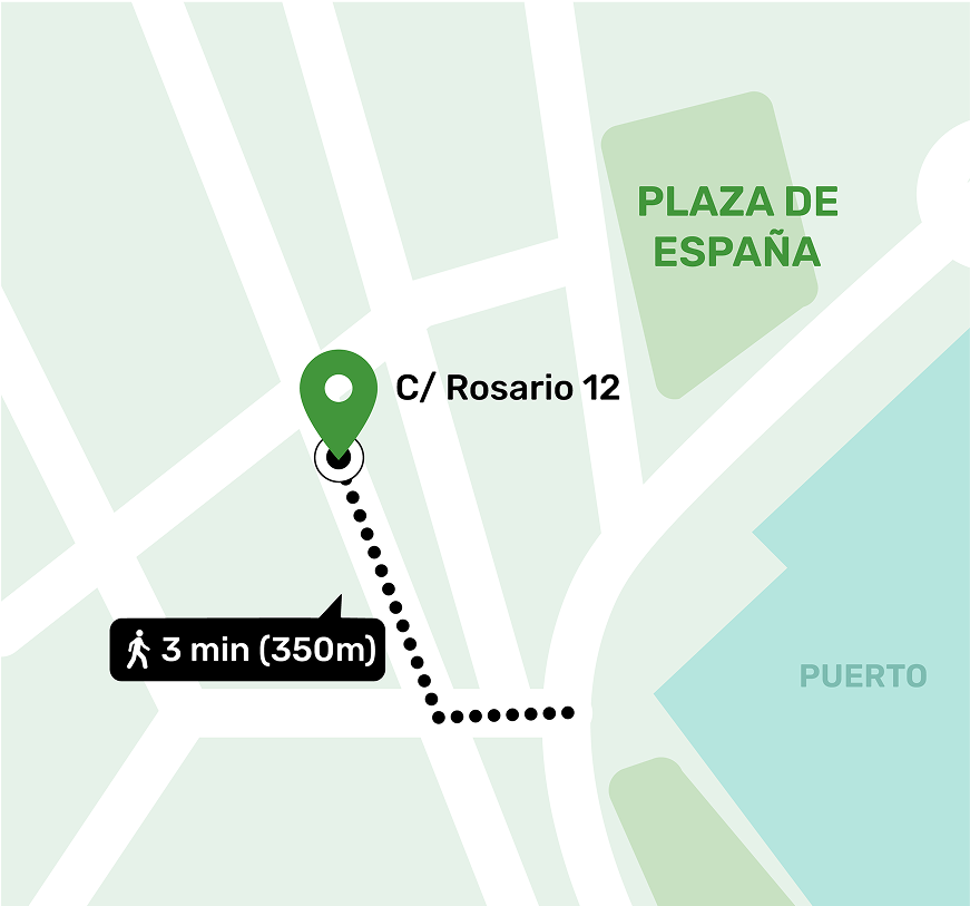 Mapa de ubicación del local de consignas en Cádiz Centro, Cádiz mostrando la dirección y lugares cercanos