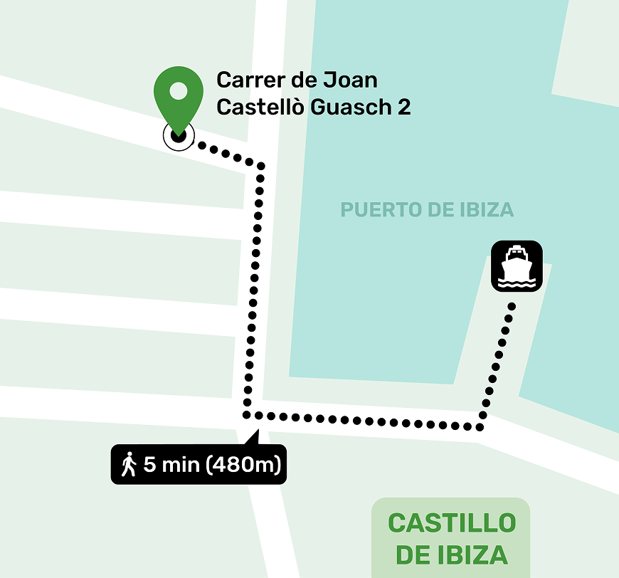 Mappa di localizzazione del deposito bagagli a Centro, Ibiza che mostra l'indirizzo e i luoghi nelle vicinanze