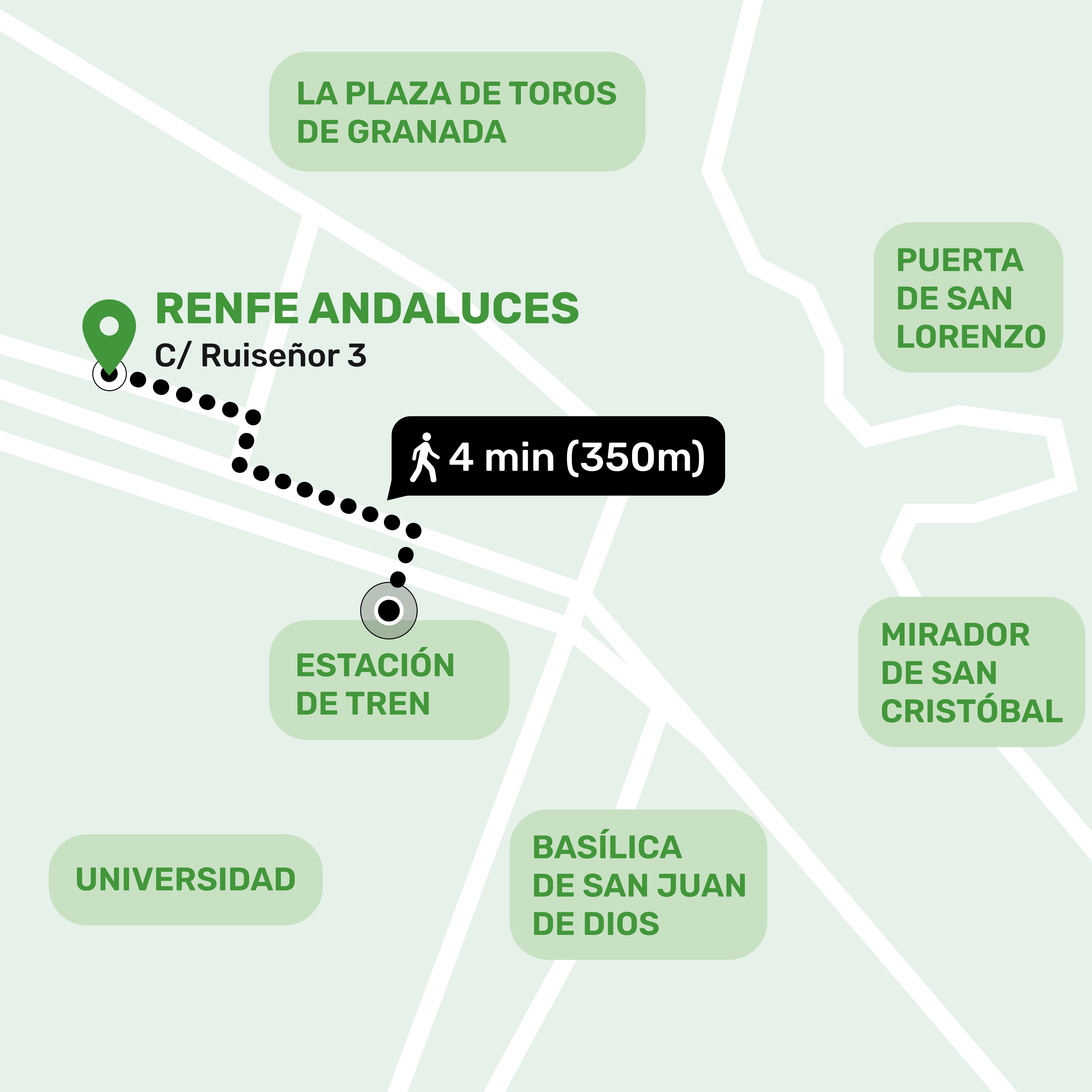 Mapa de ubicación del local de consignas en Renfe andaluces | Barrio pajaritos, Granada mostrando la dirección y lugares cercanos
