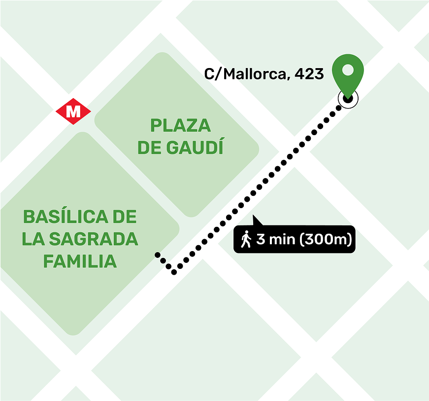 Mapa mostrando a localização do depósito em Sagrada Familia, Barcelona