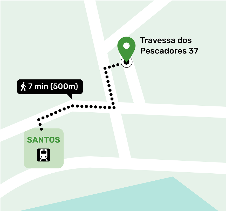 Map showing the location of the storage facility in Santos, Lisbon with address and nearby places