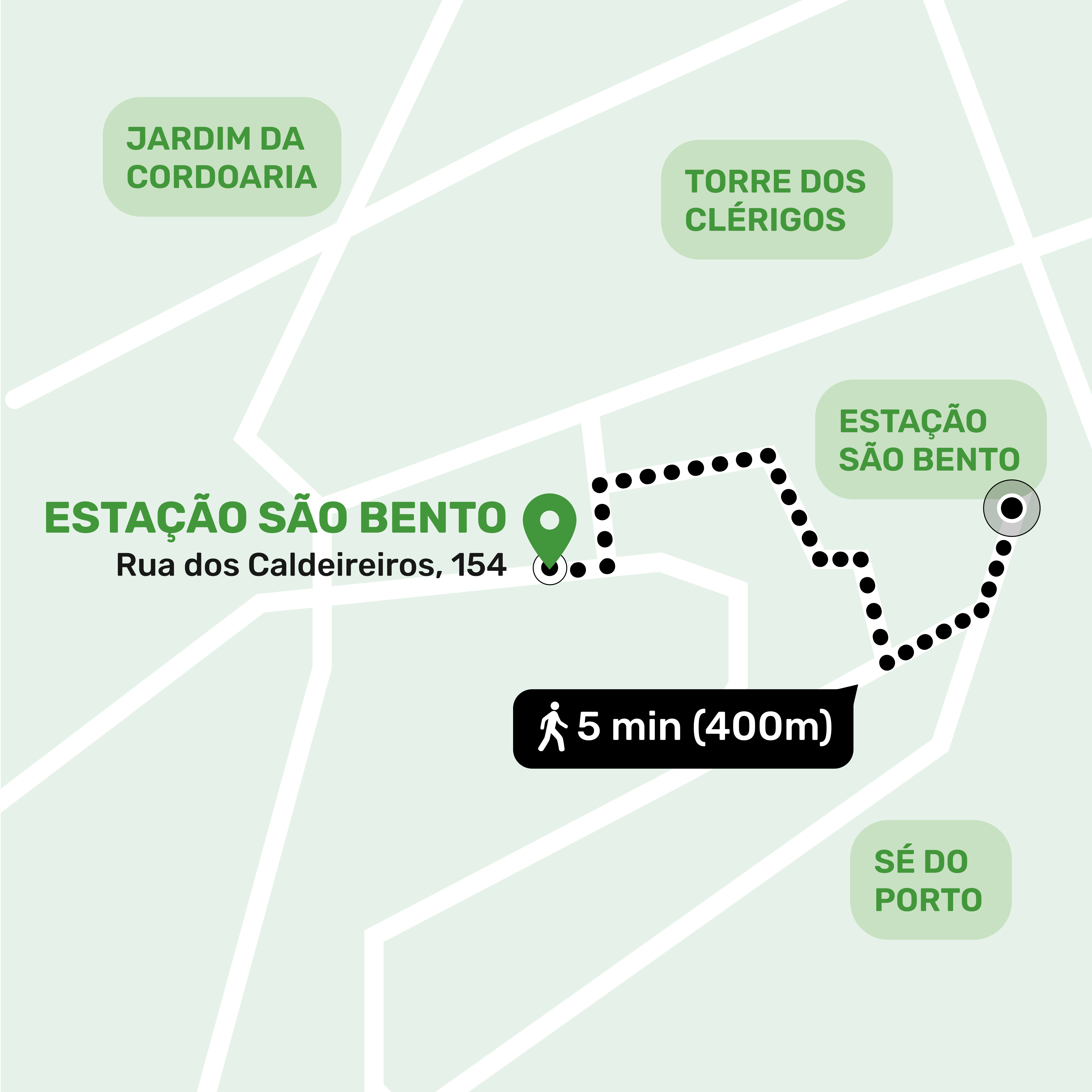 Mapa de ubicación del local de consignas en São Bento, Oporto mostrando la dirección y lugares cercanos