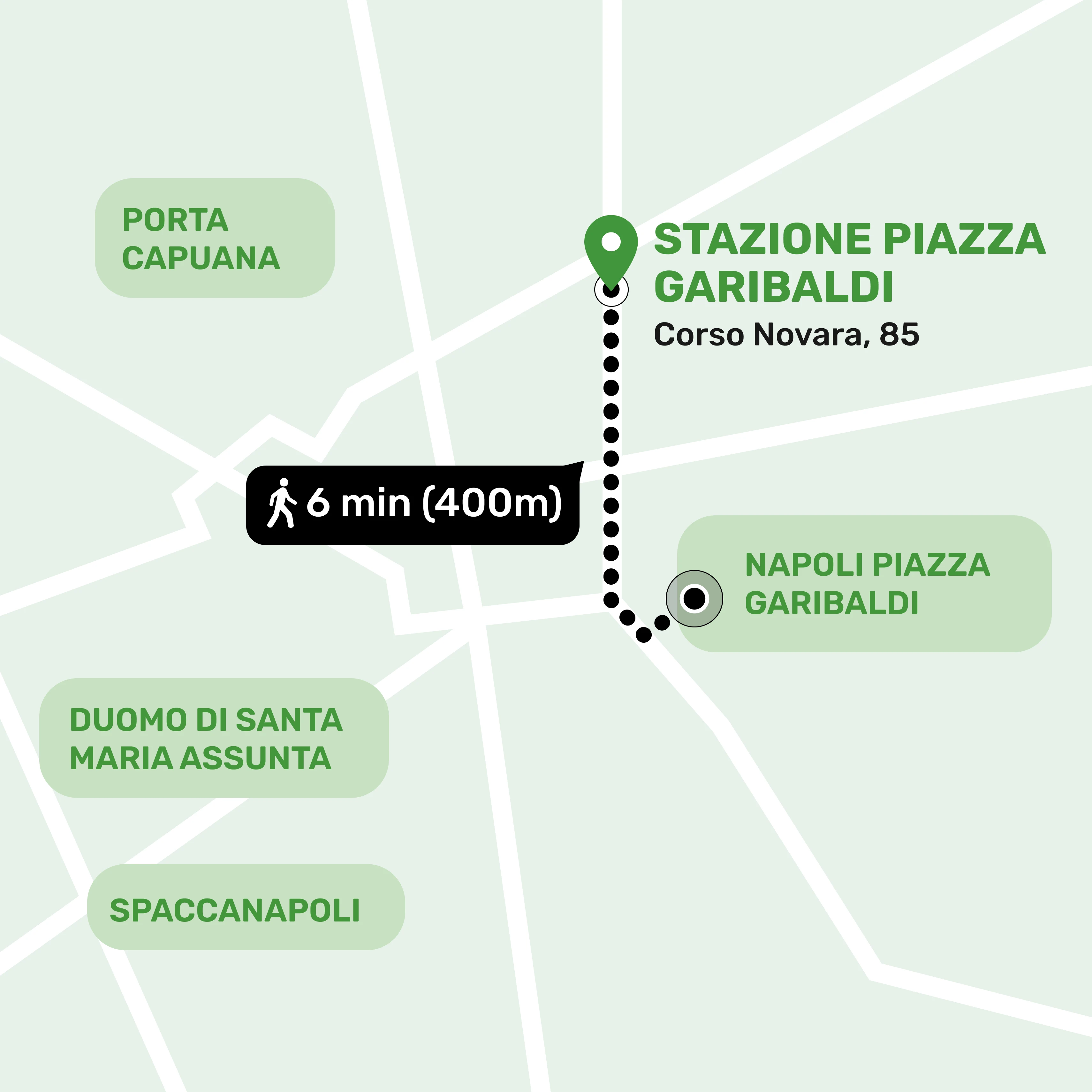 Mappa di localizzazione del deposito bagagli a Stazione Piazza Garibaldi, Napoli che mostra l'indirizzo e i luoghi nelle vicinanze