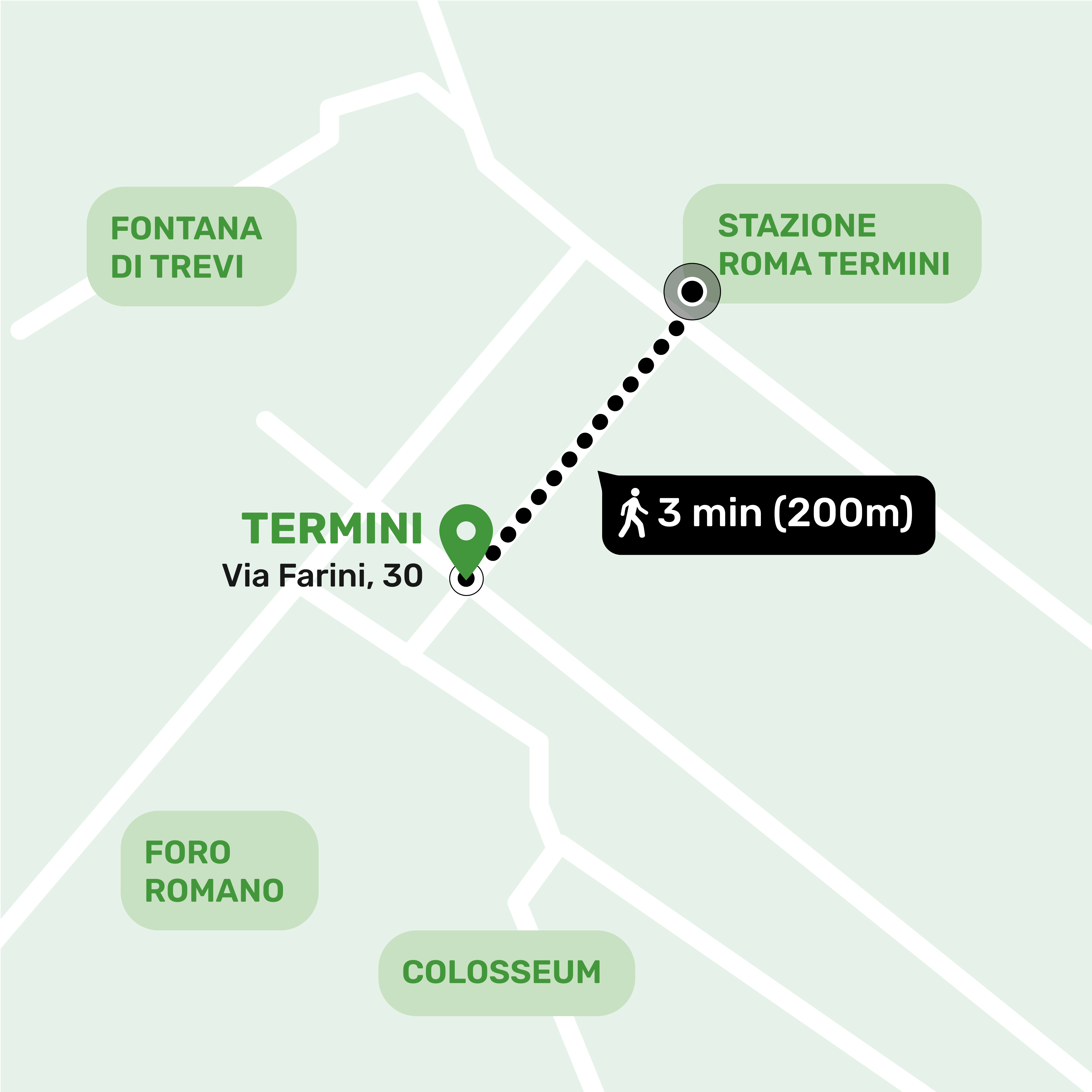 Mapa mostrando a localização do depósito em Castro Pretorio, Roma