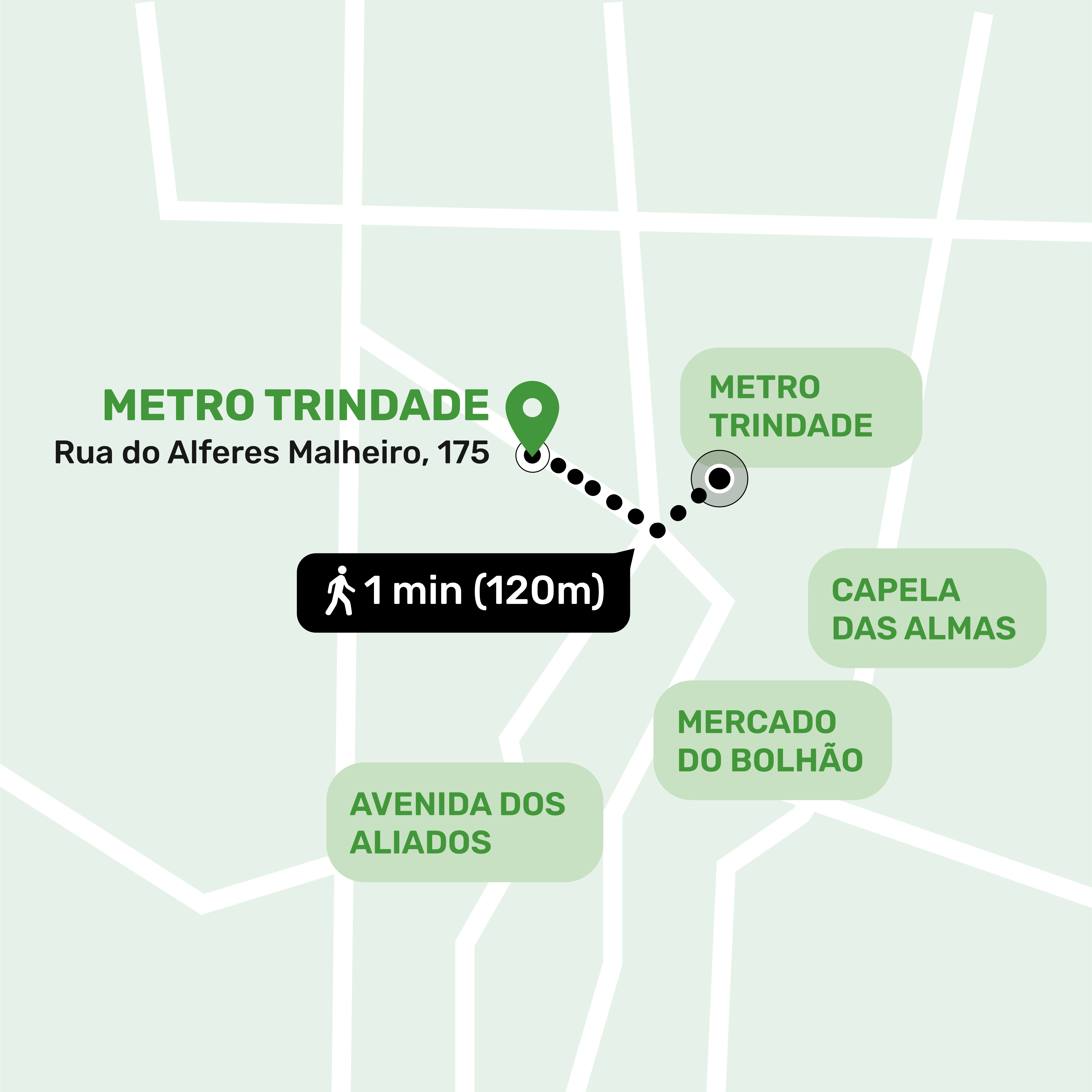 Map showing the location of the storage facility in Trindade, Porto with address and nearby places