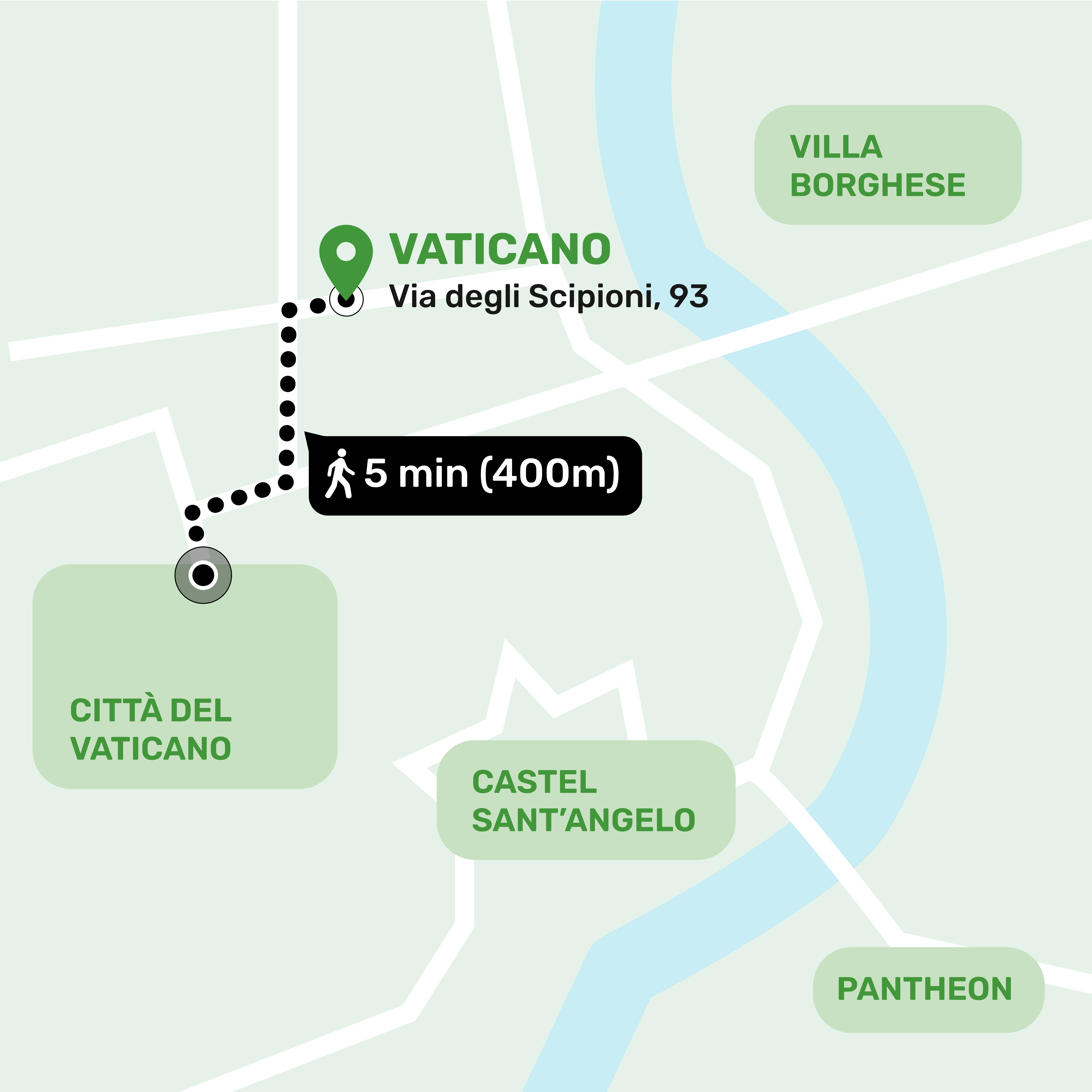 Mapa de ubicación del local de consignas en Vaticano, Roma mostrando la dirección y lugares cercanos