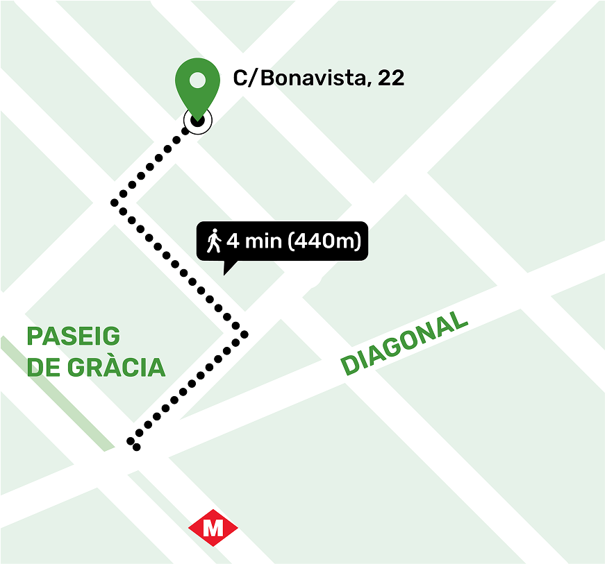 Map showing the location of the storage facility in Vila de Gràcia, Barcelona with address and nearby places